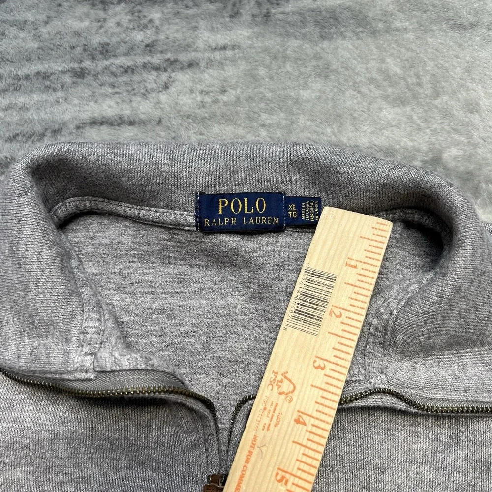 Polo Ralph Lauren Sweater Mens XL Gray 1/4 Zip Long Sleeve Preppy